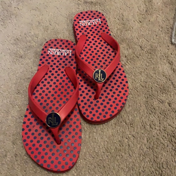 Ralph Lauren polka dot flip flops! - Picture 1 of 3